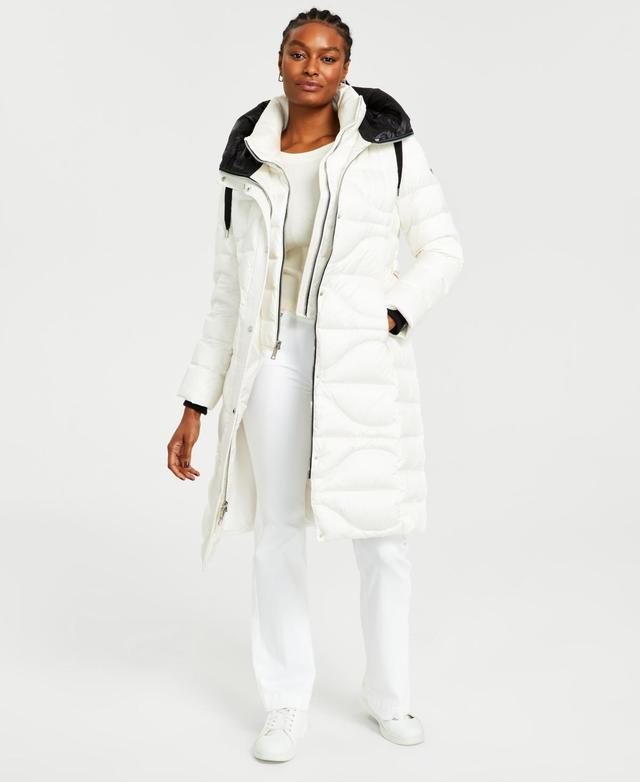 Vince Camuto Womens Belted Quilted Hooded Puffer Coat Product Image