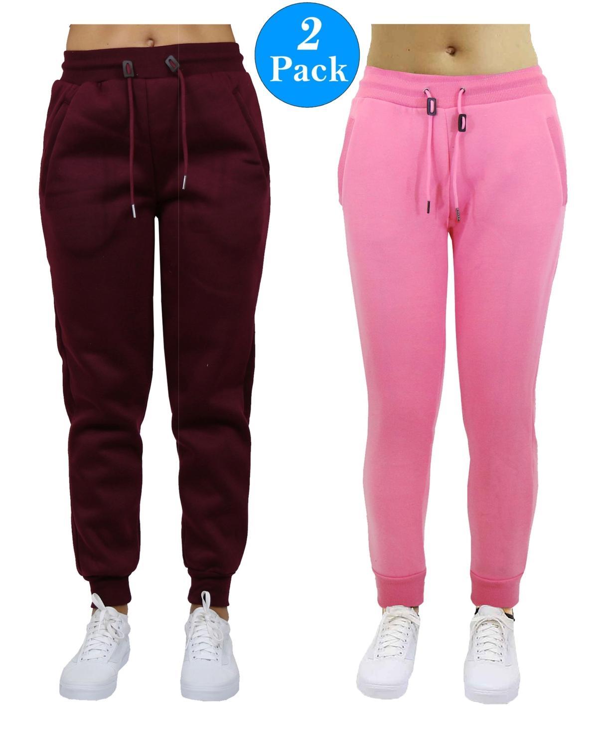 Galaxy by Harvic Womens Slim Fit Heavy Weight Fleece Lined Joggers - 2 Pack - Burgundy Product Image