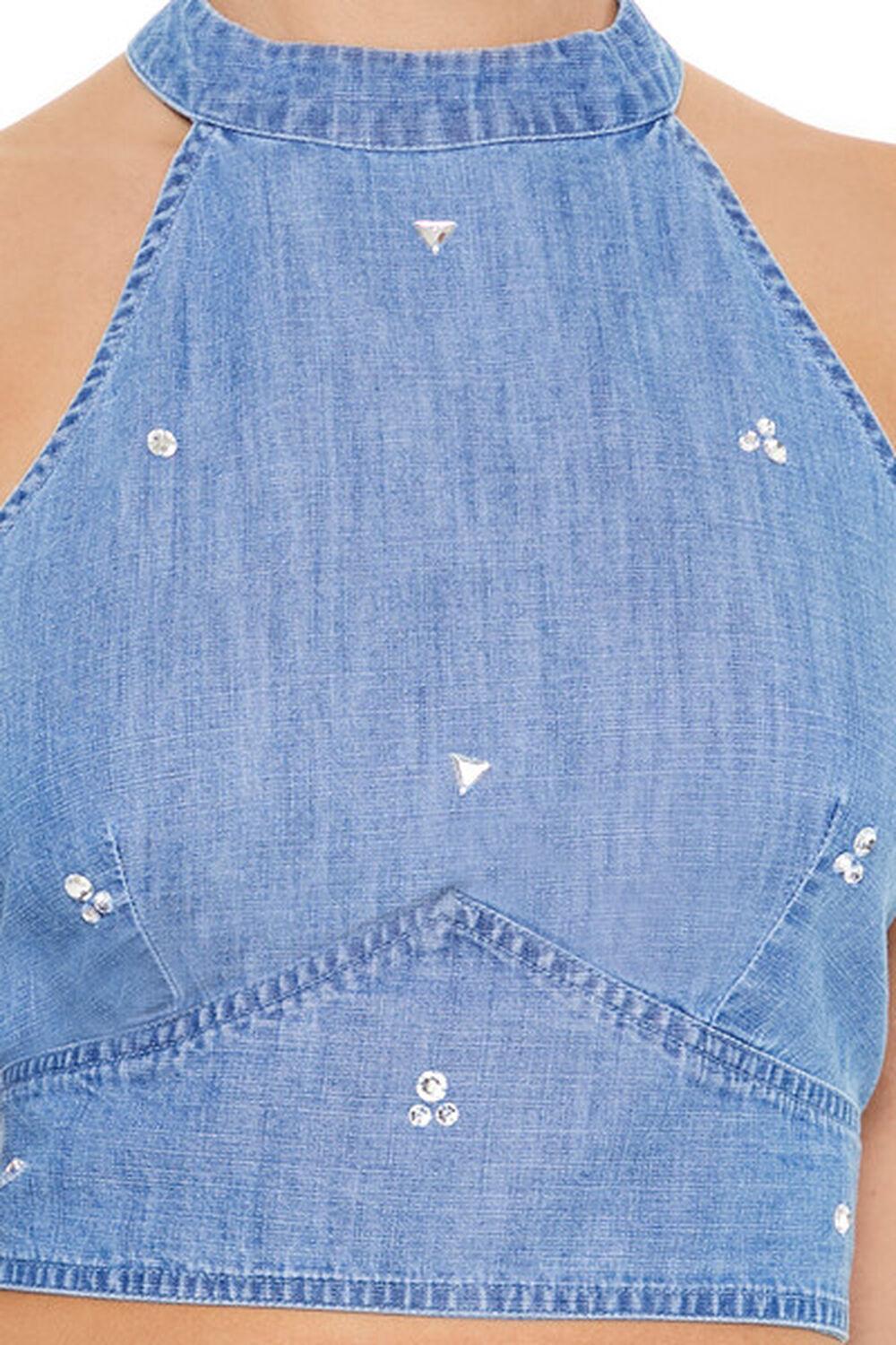 Rhinestone Denim Crop Top | Forever 21 Product Image