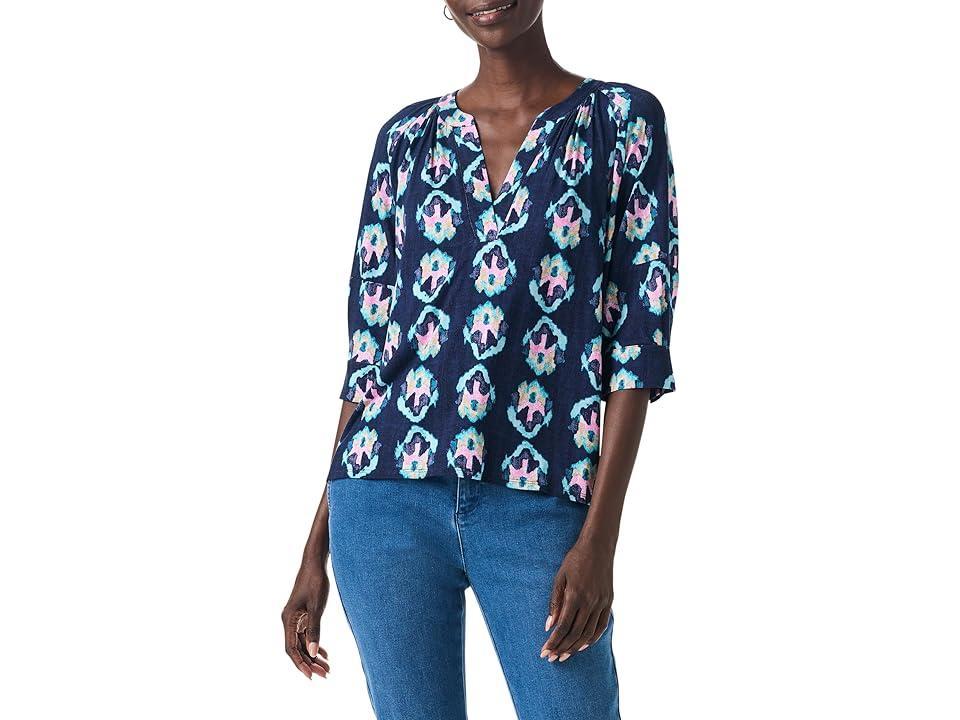 NIC+ZOE Ocean Batik Top (Indigo Multi) Women's Clothing Product Image