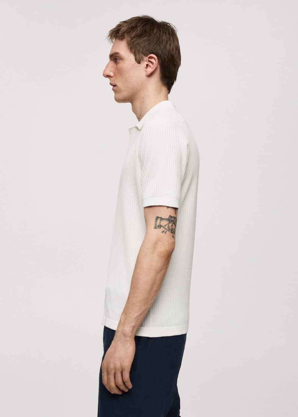 MANGO MAN - Knit cotton polo shirt off whiteMen Product Image