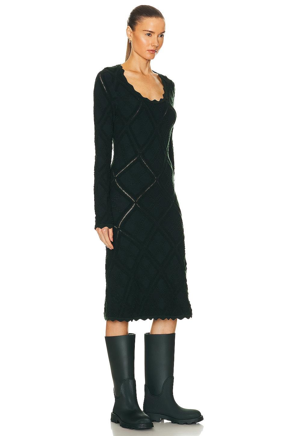 Burberry Long Sleeve Dress in Dark Green Product Image