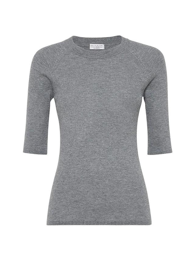 Womens Sparkling Cashmere Rib Knit Sweater Product Image