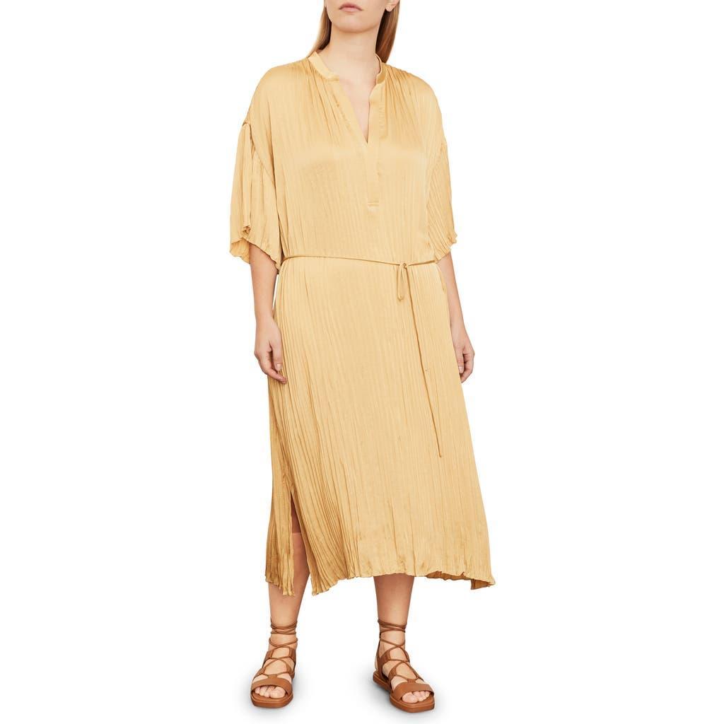 Plus Crushed Band Collar Dress In Beige Product Image