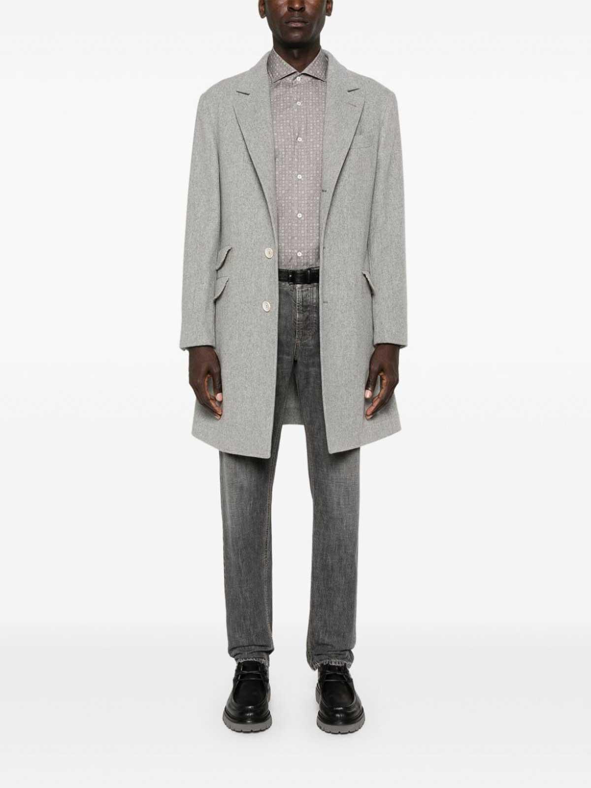 BRUNELLO CUCINELLI Graphic-print Cotton Shirt In Gray Product Image