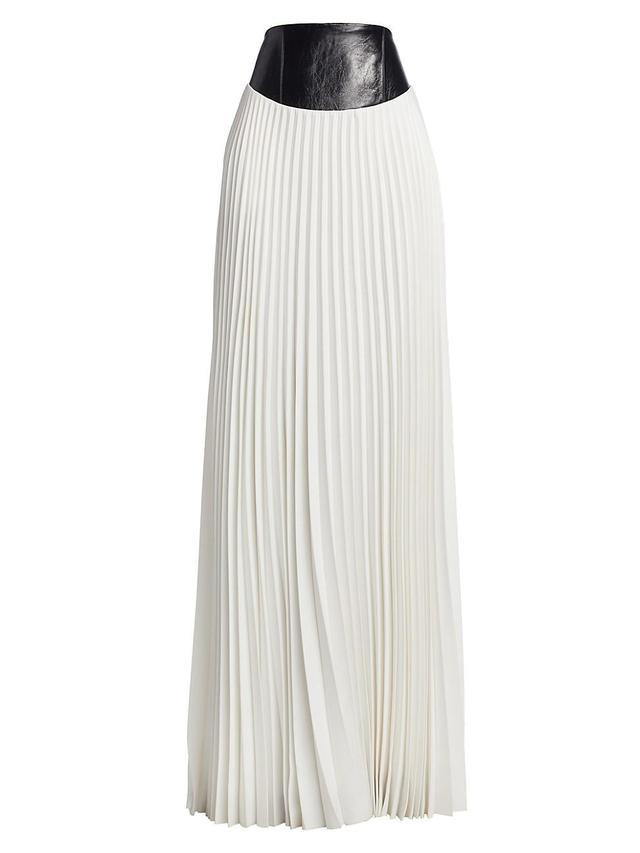 Womens Leather-Waist Pleated Maxi Skirt Product Image