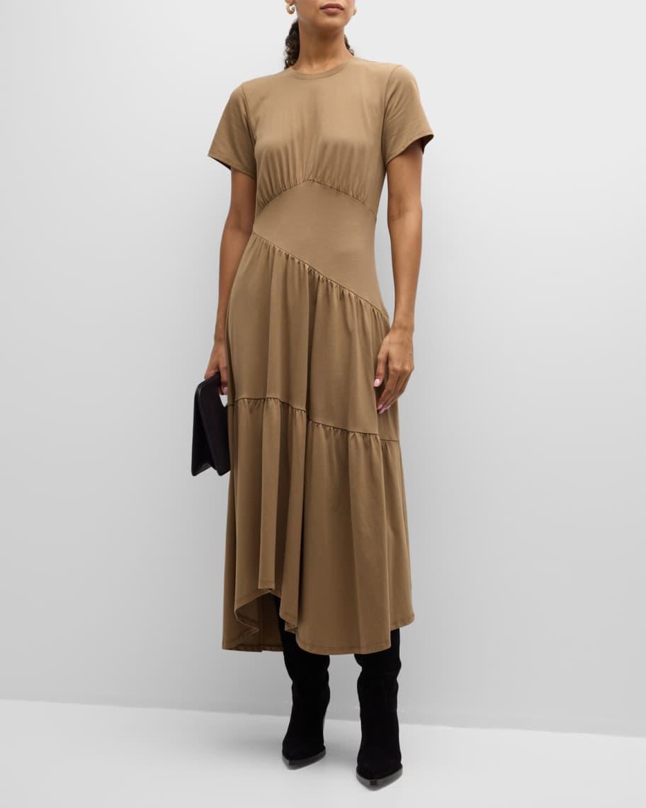 Short-Sleeve Gathered Maxi Dress Product Image