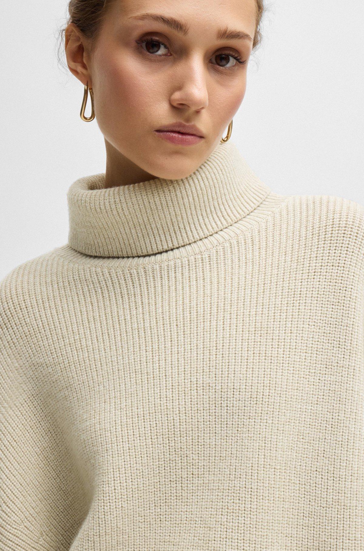 Ribbed rollneck sweater in wool Product Image