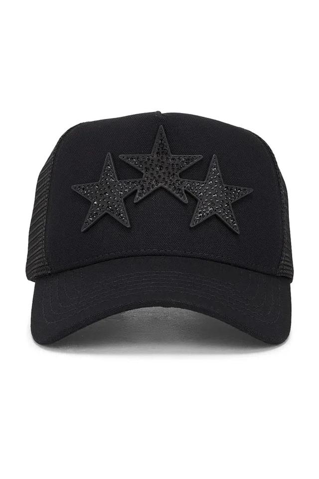 AMIRI Crystal 3 Star Trucker Hat In Black Black Product Image