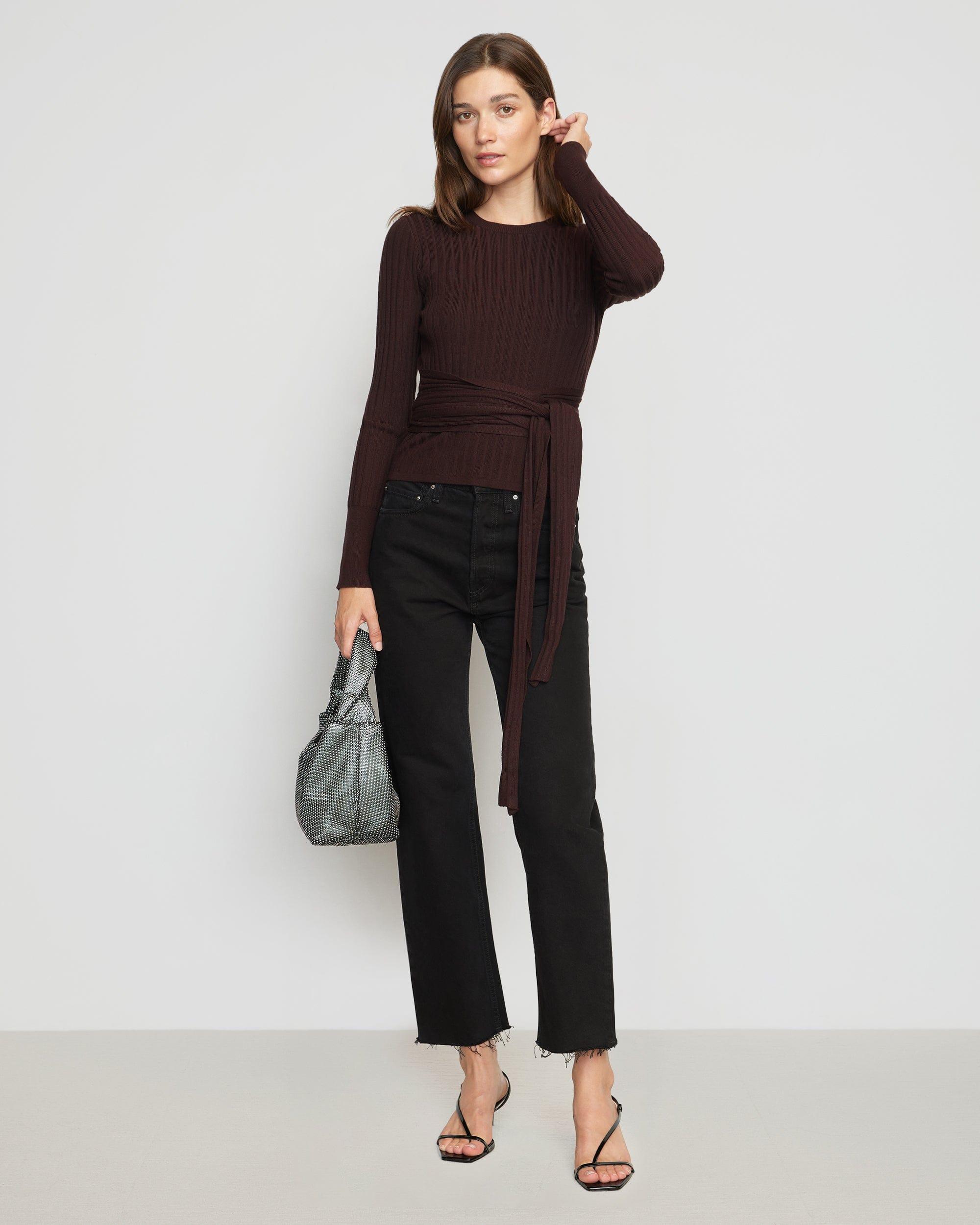 Deniza Tie-Front Ribbed Sweater Product Image