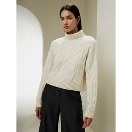 Cable Knit Cashmere Turtleneck Sweater Product Image