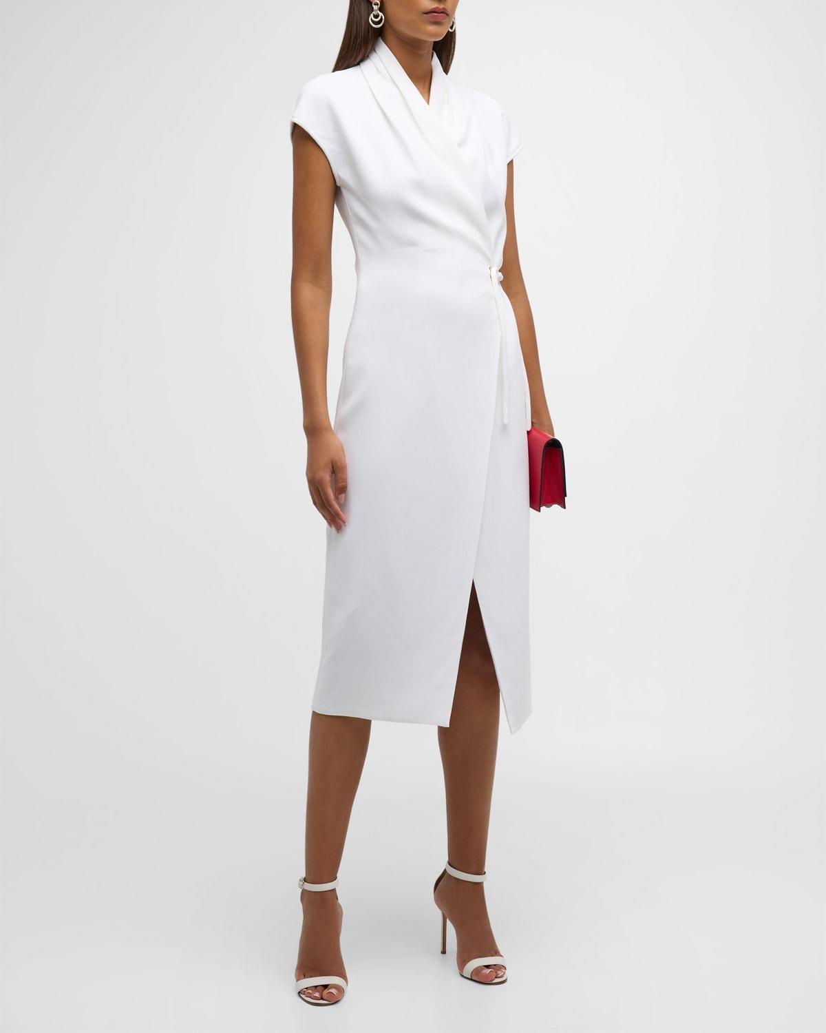 Silk Wrap Midi Dress wIth Tie Detail Product Image