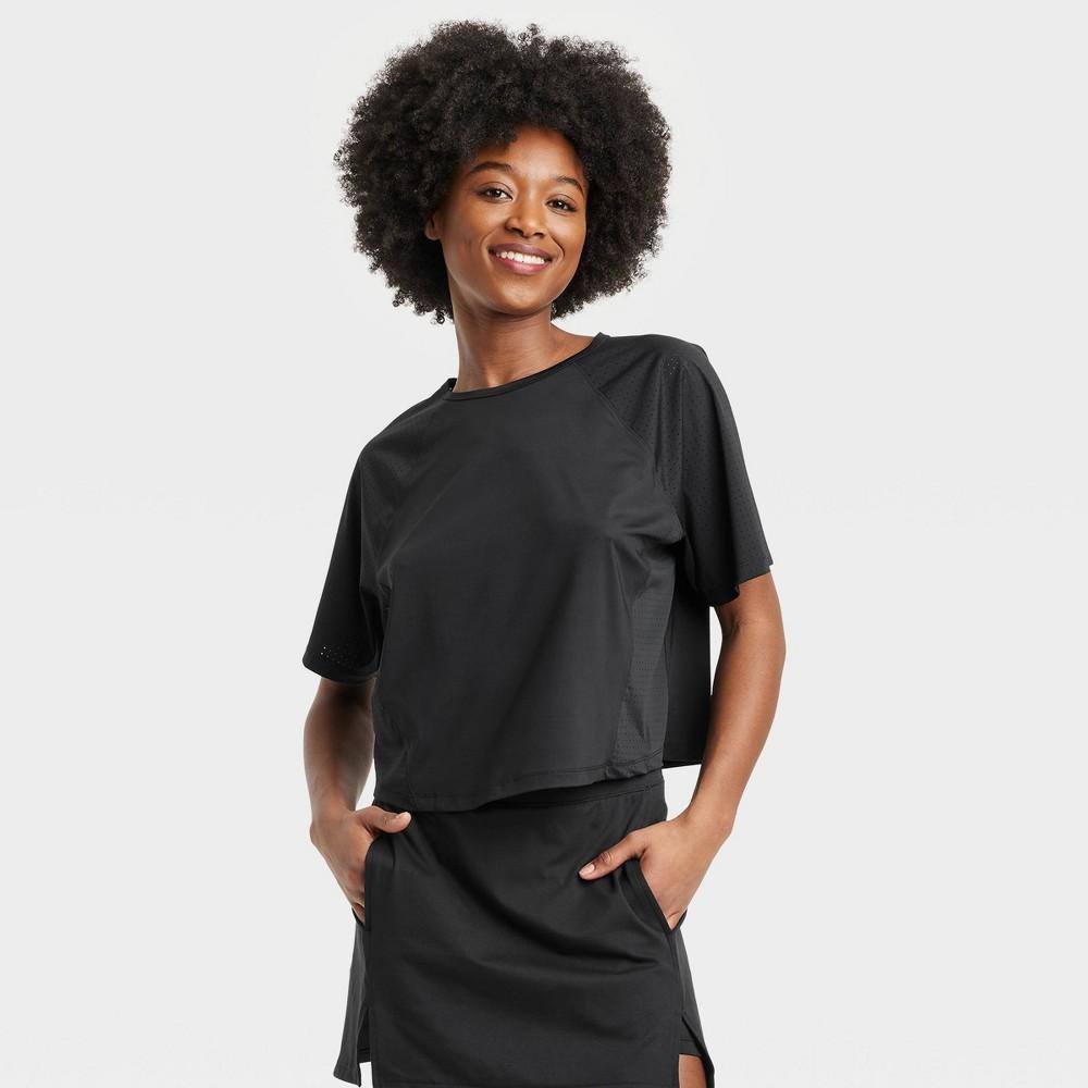 Womens Mesh Boxy Short Sleeve Shirt - All In Motion Black XL Product Image