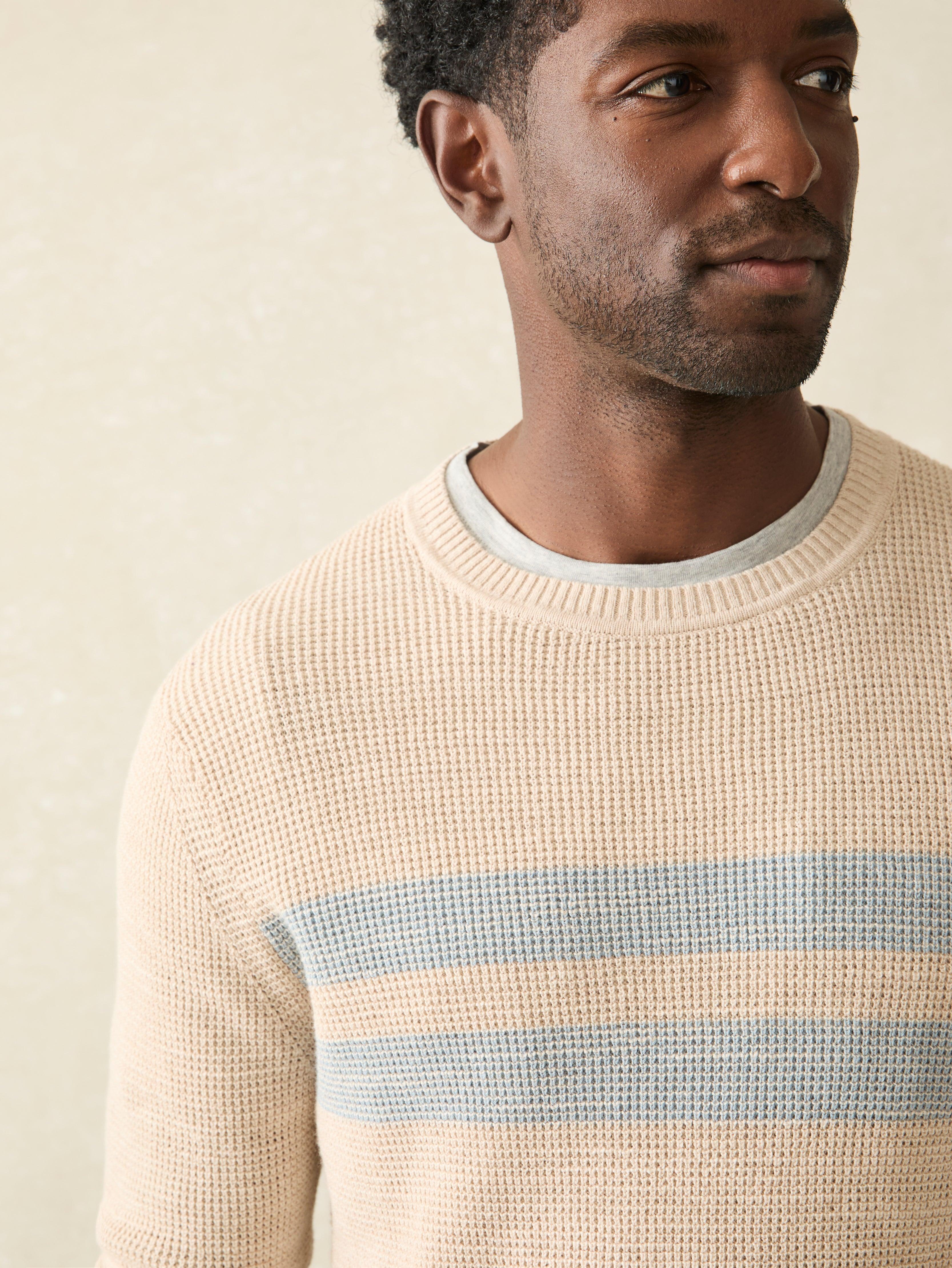 Sunwashed Crewneck Sweater - Dune Natural Surf Stripe Male Product Image