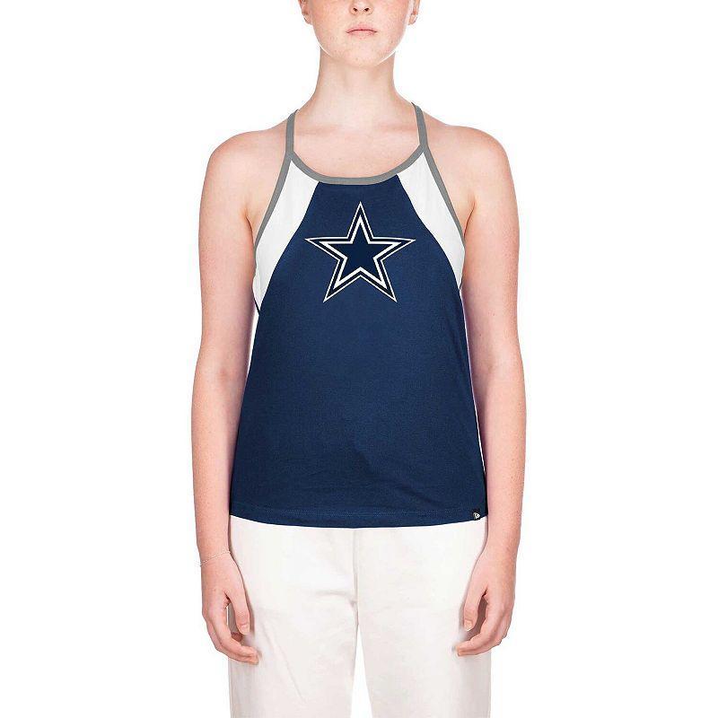 Womens New Era Dallas Cowboys Ribbed Racerback Tank Top Blue Product Image