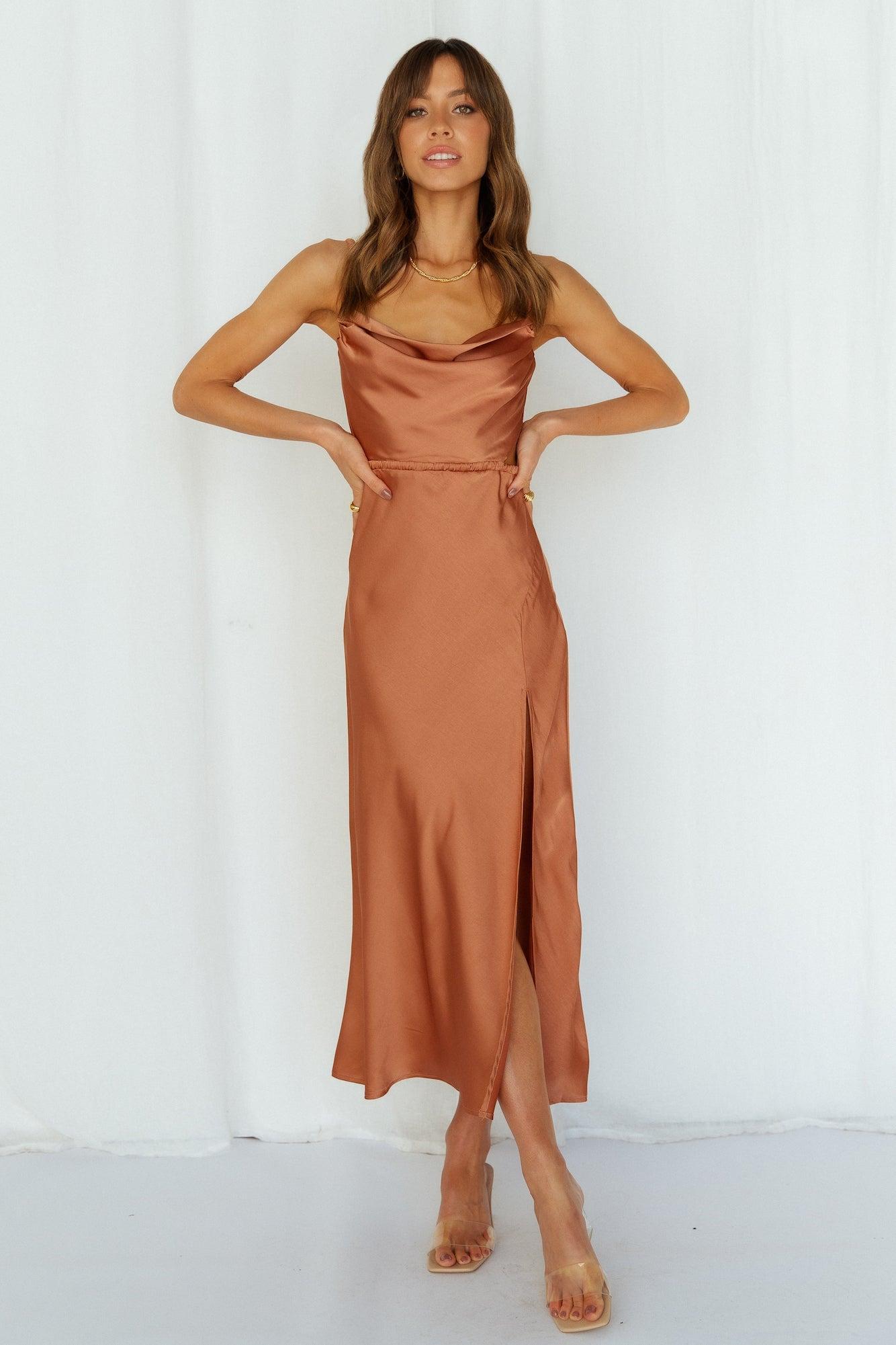 Stand On My Own Midi Dress Rust Product Image