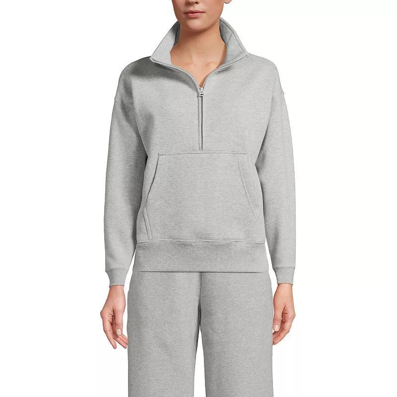 Womens Lands End Modern Fit Half-Zip Sweatshirt Gray Grey Product Image