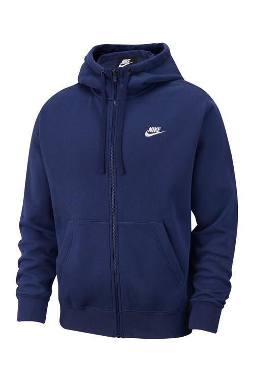 Nike Mens Nike Club Full-Zip Hoodie - Mens White/Midnight Navy Product Image