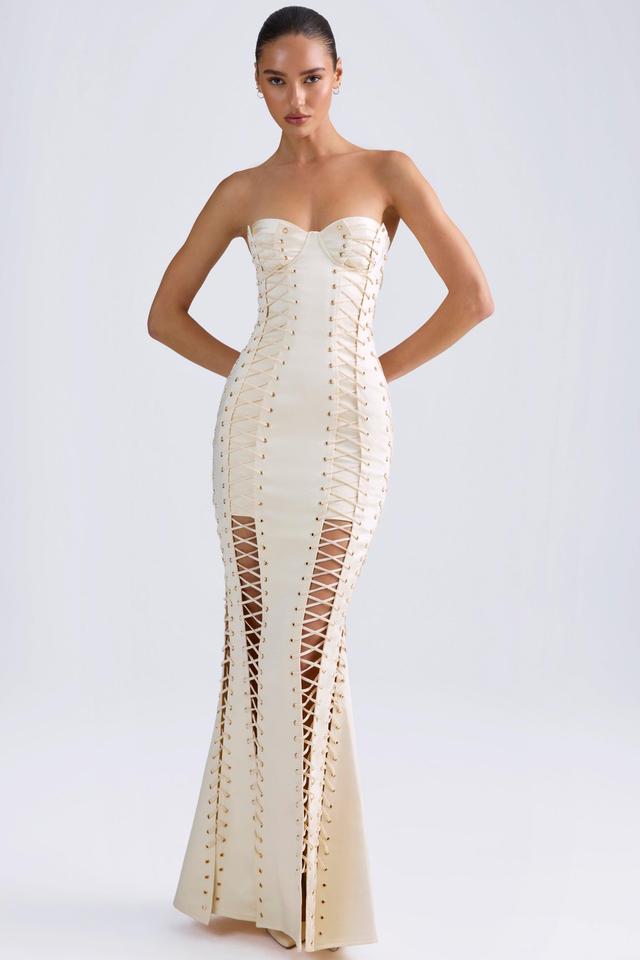 Lace-Up Corset Gown in Ivory Product Image