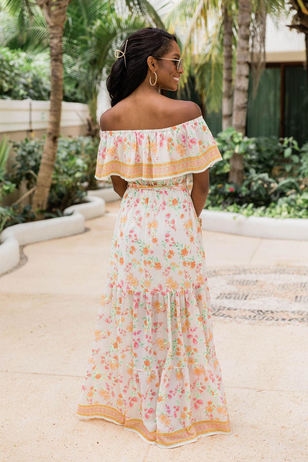 Sweet Southern Kiss Ivory Floral Maxi Dress FINAL SALE Product Image