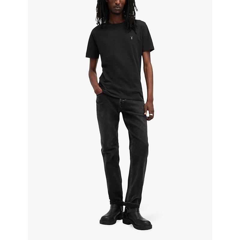 ALLSAINTS Brace Brushed Cotton Crew Neck T-shirt In Black Product Image