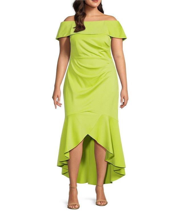 Eliza J Plus Size Short Sleeve Off The Shoulder High/Low Midi Dress Product Image