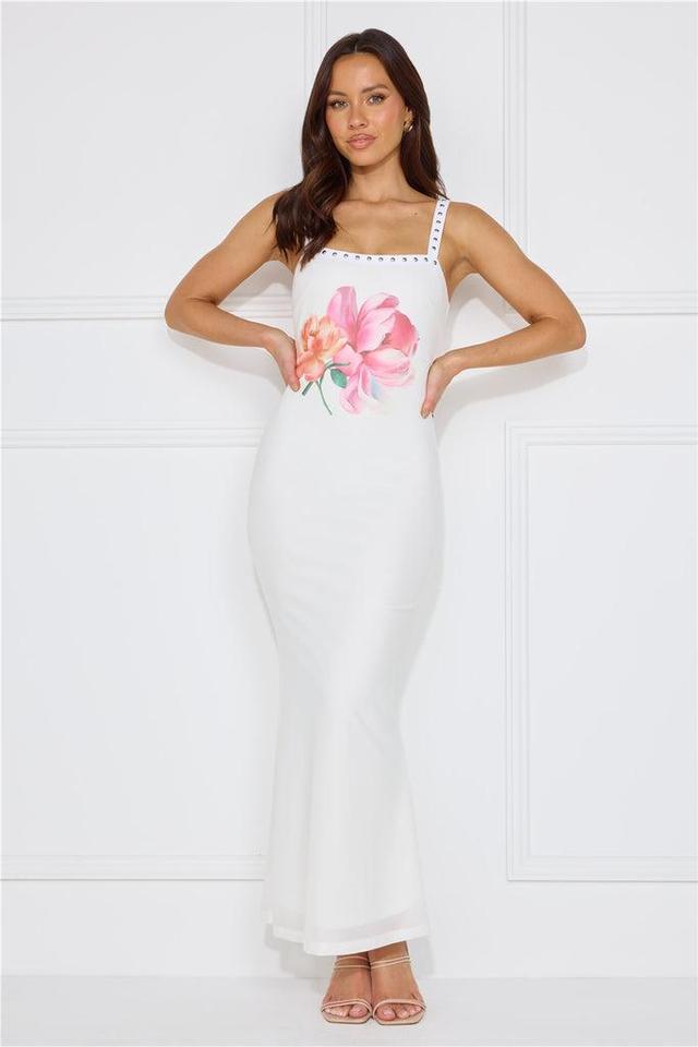 Floral Surprise Mesh Maxi Dress White Product Image