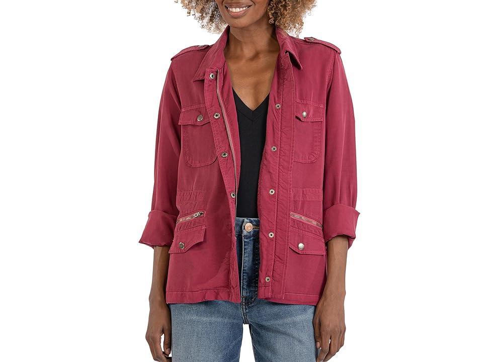 KUT from the Kloth Brinley - Waist Tie Utility Jacket (Bordeaux) Women's Clothing Product Image