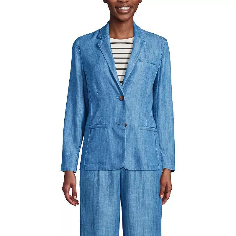 Womens Lands End Relaxed Blazer Soft Blue Product Image