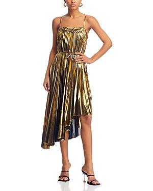 Womens Irene Metallic Asymmetric Midi-Dress Product Image