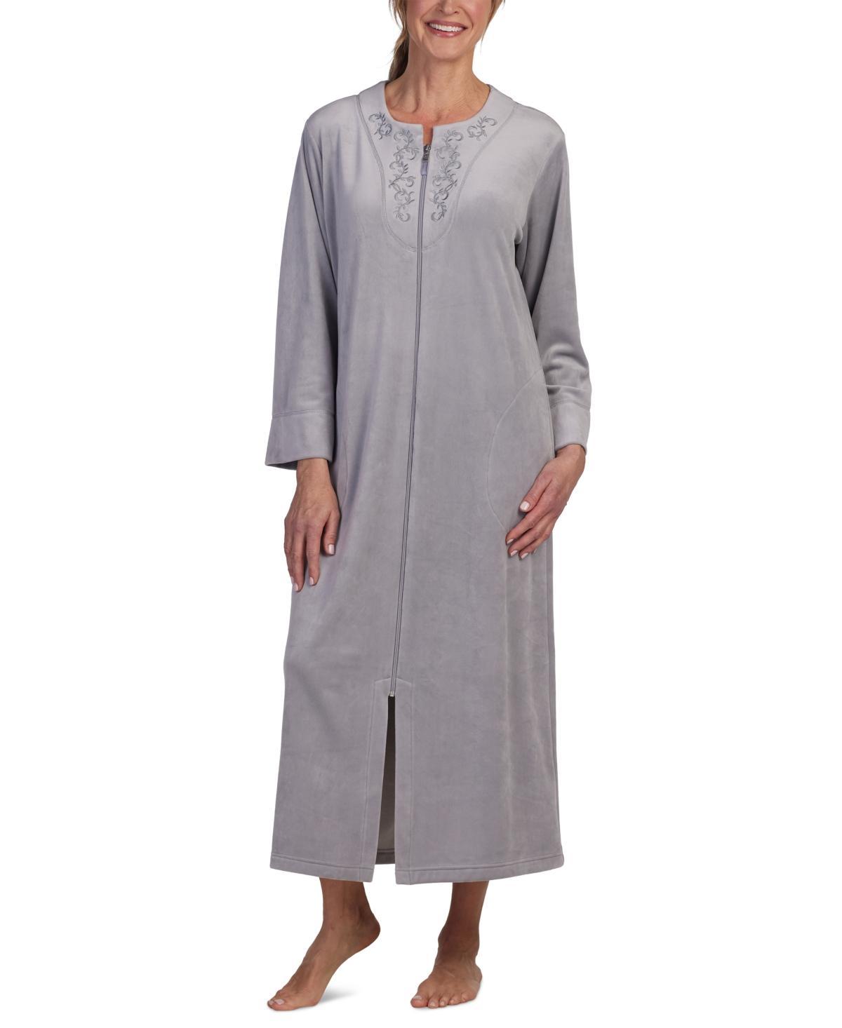 Miss Elaine Womens Embroidered Zip-Front Robe Product Image