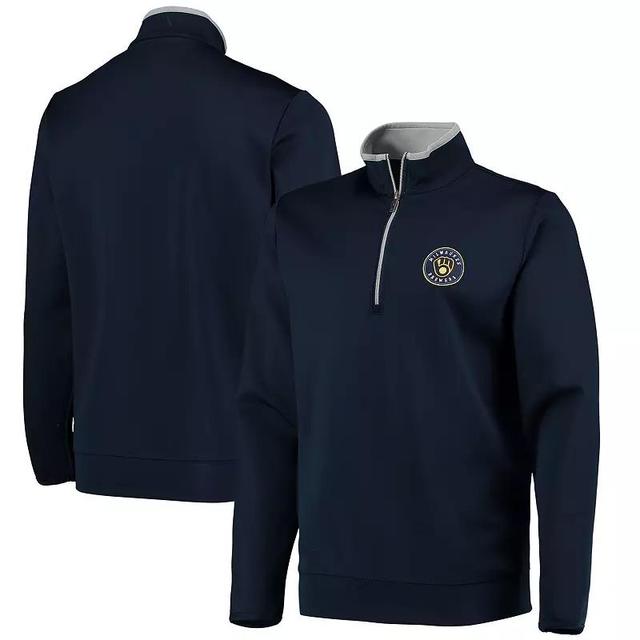 Mens Antigua Milwaukee Brewers Leader Quarter-Zip Jacket Blue Product Image