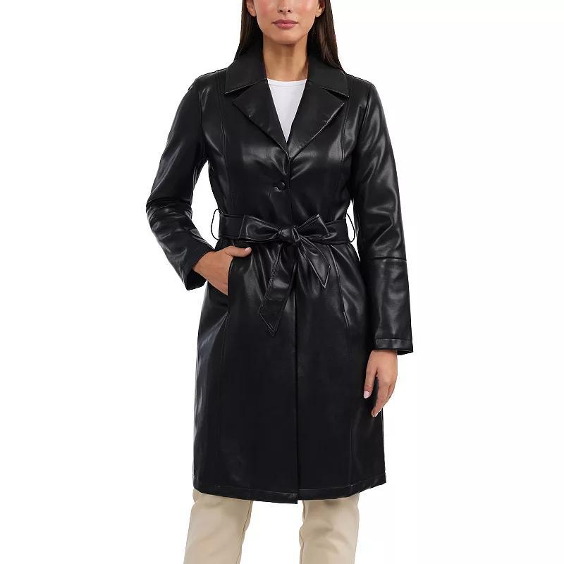 Womens Badgley Mischka Villy Faux Leather Trench Coat Product Image