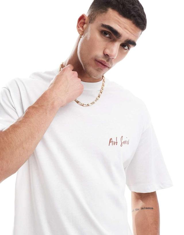 Jack & Jones oversized T-shirt with L'atelier art back print in white Product Image