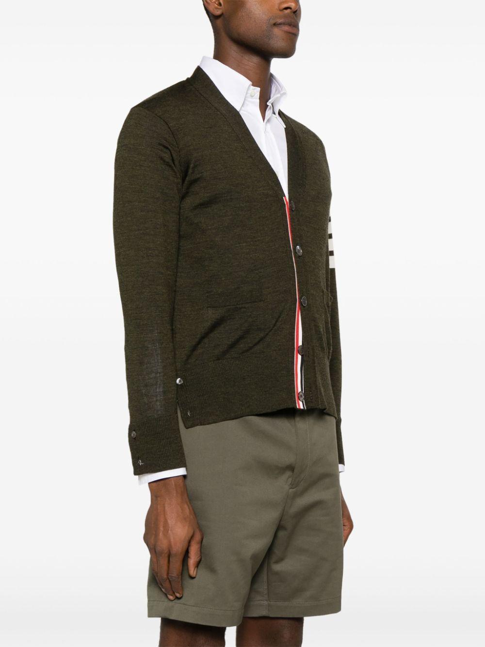 THOM BROWNE 4-bar Wool Cardigan In Green Product Image