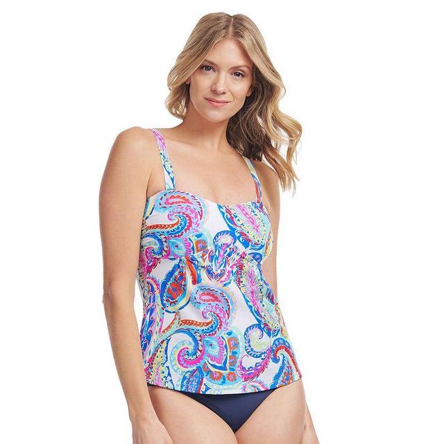 Womens Mazu French Paisley Sweetheart A-Line Tankini Swim Top White Product Image