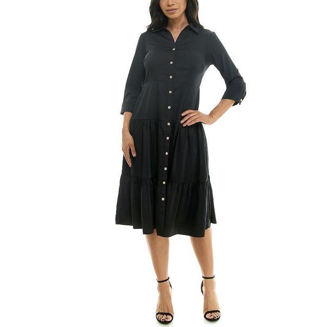 Womens Nina Leonard Button Front Shirt Dress Product Image