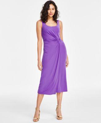 Women's Side-Shirred O-Ring Midi Dress Product Image