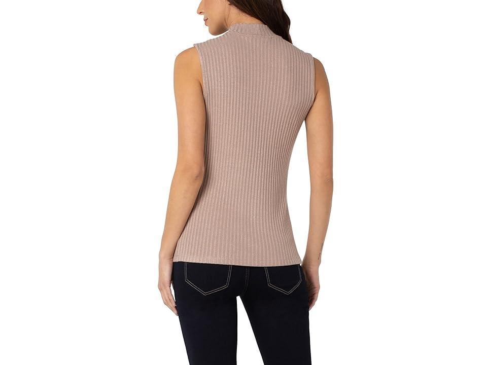 Liverpool Los Angeles Mock Neck Sleeveless Rib Knit Top (Sandstone ) Women's Clothing Product Image