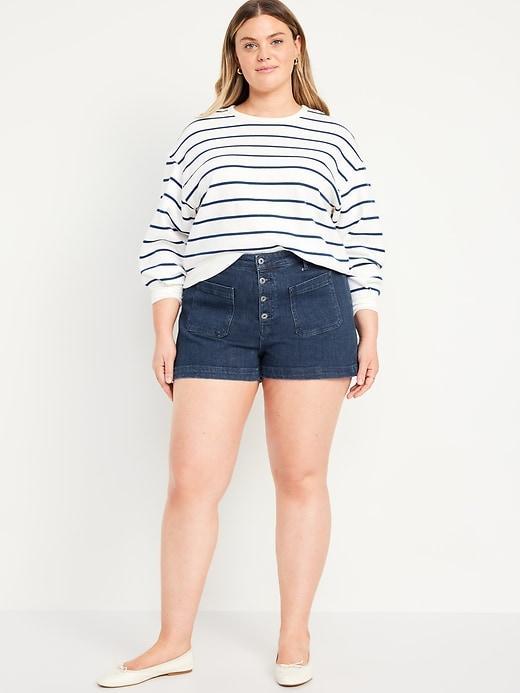 High-Waisted Jean Trouser Shorts -- 3-inch inseam Product Image