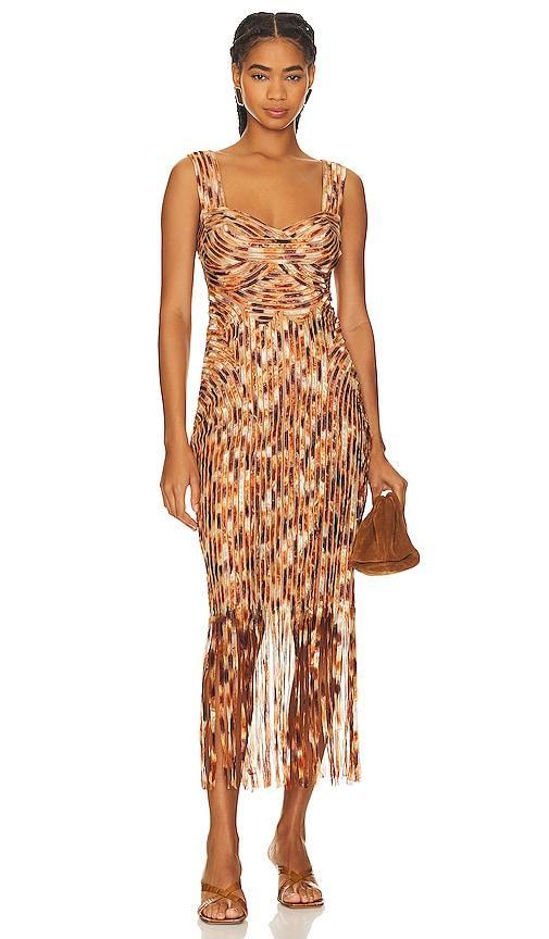 Womens Adalette Fringe Midi Dress Product Image