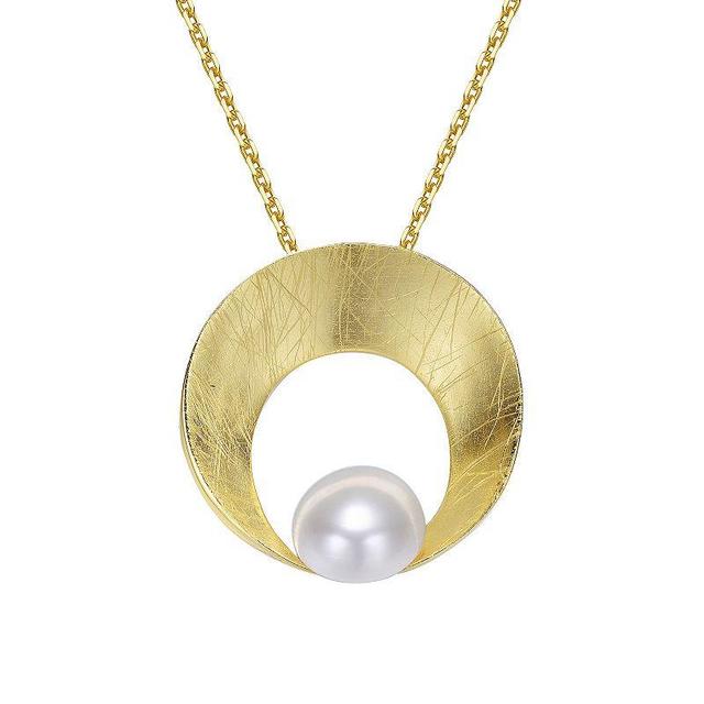 14k Gold Over Sterling Silver Freshwater Cultured Pearl Round Pendant Necklace, Womens Gold Tone Product Image