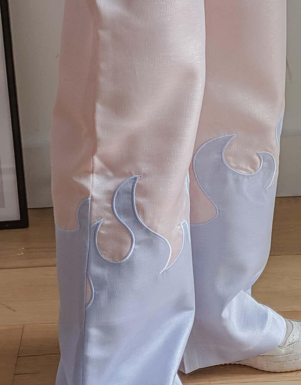 Labelrail x Pose and Repeat wide leg tailored pants with flames in glitter pastel - part of a set Product Image