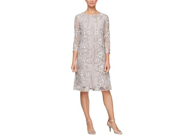 Alex Evenings Embroidered Overlay Cocktail Dress Product Image