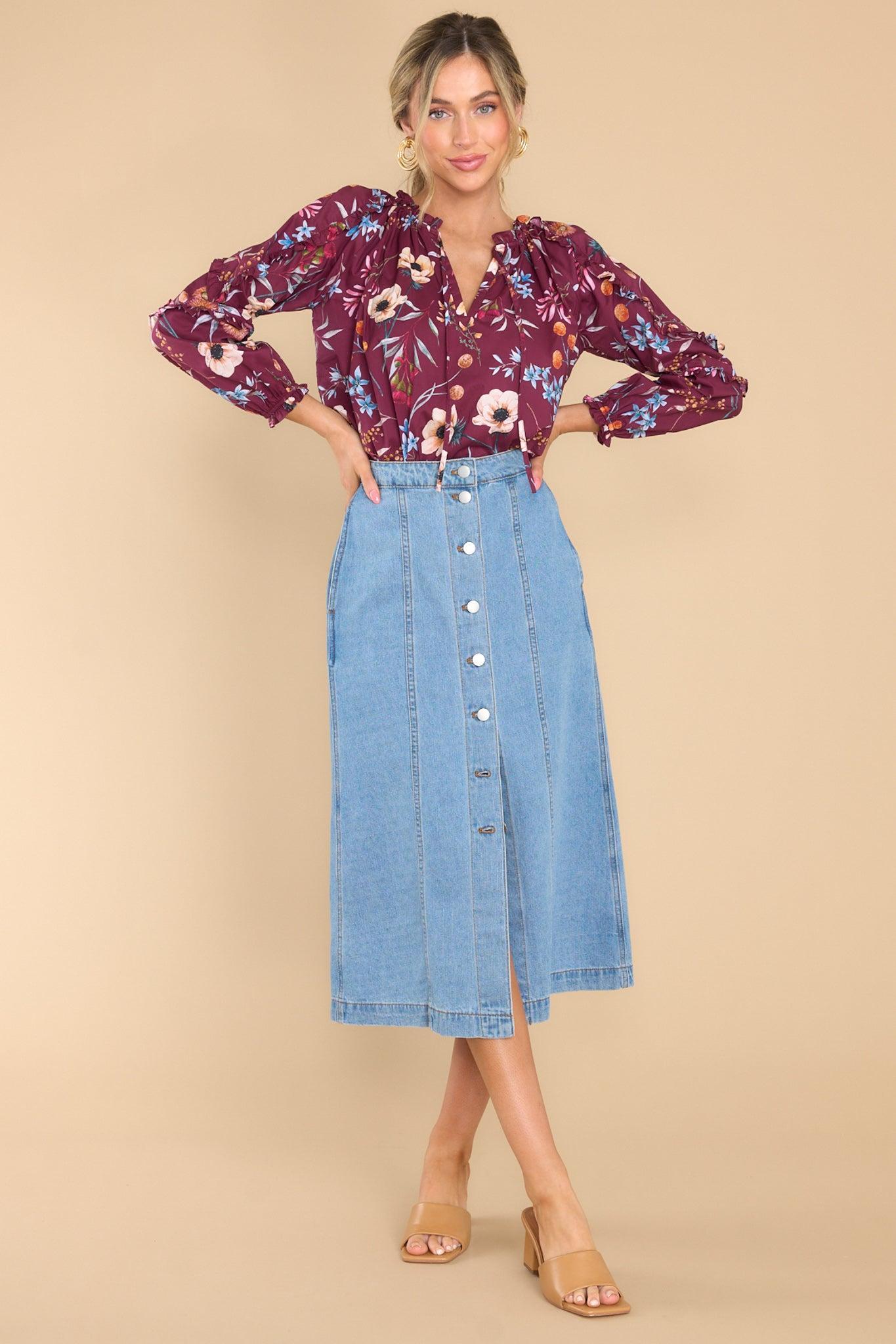 So Charmed Denim Skirt Blue Product Image