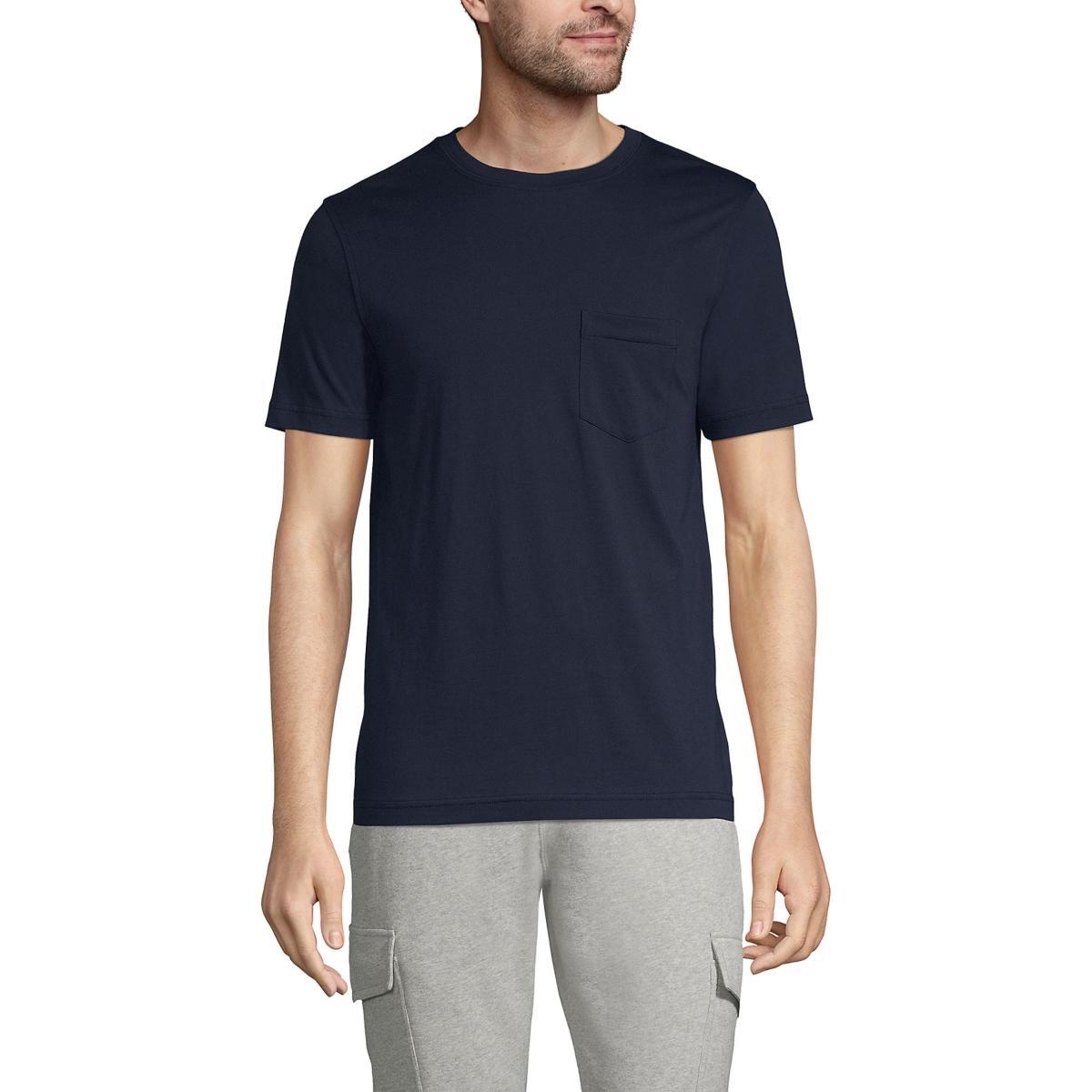 Big & Tall Lands End Supima Pocket Tee, Mens Radiant Blue Product Image