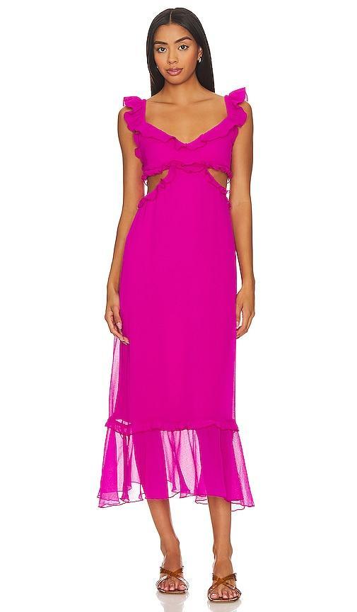 Show Me Your Mumu Lane Midi Dress in Fuchsia. - size M (also in L, S, XL, XS) Product Image