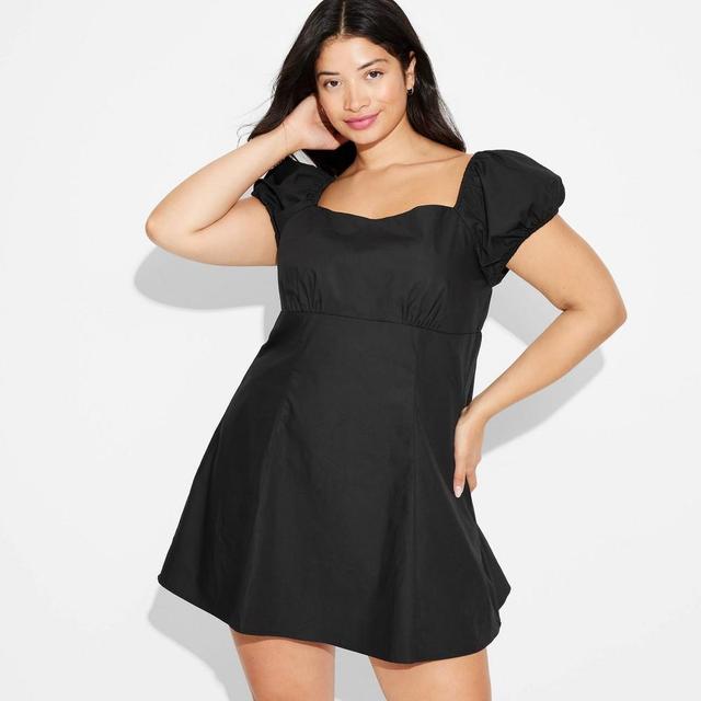 Womens Game Day Puff Short Sleeve Mini Dress - Wild Fable Black 1X Product Image