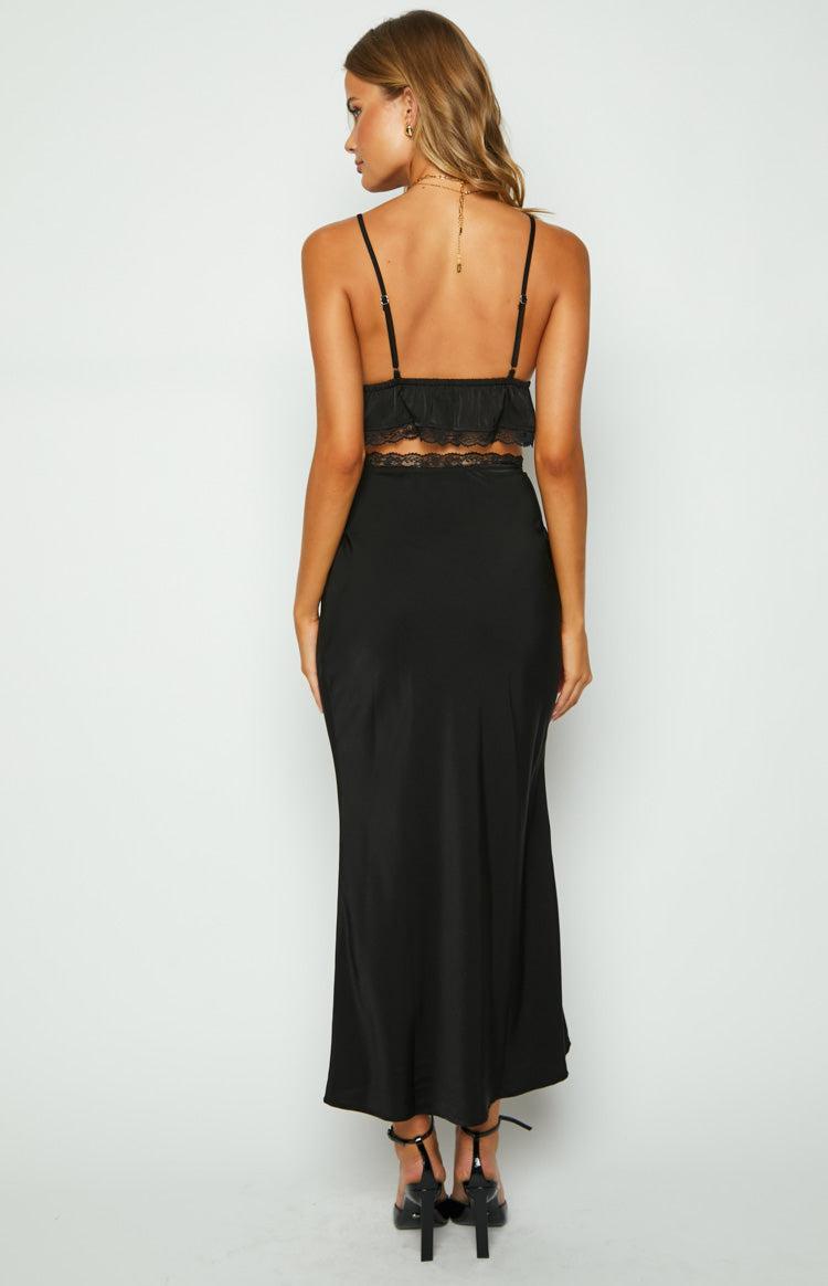 Jayde Black Lace Trim Maxi Skirt Product Image