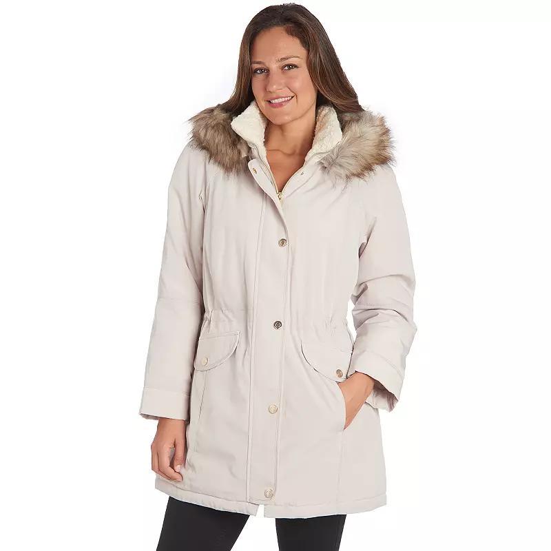 Womens Fleet Street Faux-Fur Hooded Midweight Anorak Jacket Brown Product Image